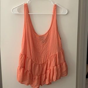 Forever 21 Coral Flowy Ruffled Tank
